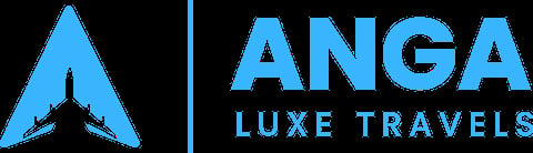ANGA Luxe Travels logo featuring blue geometric arrow design and company name